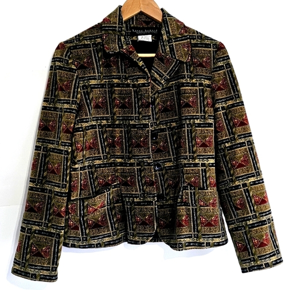 Vintage Harve Benard Cotton Blend Velvet Women's Blazer Jacket Size 8 - Picture 1 of 5